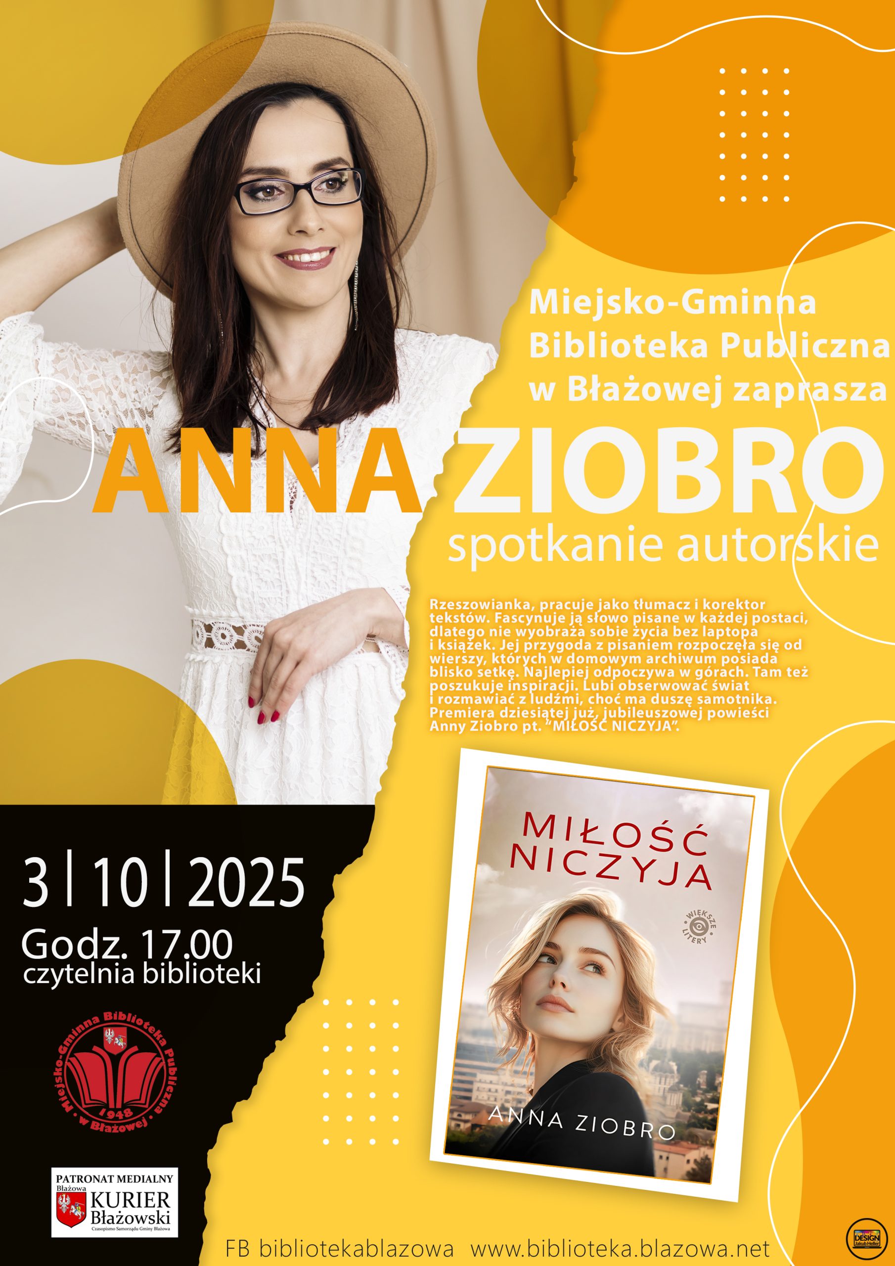 Serdecznie zapraszamy na spotkanie autorskie z Anną Ziobro